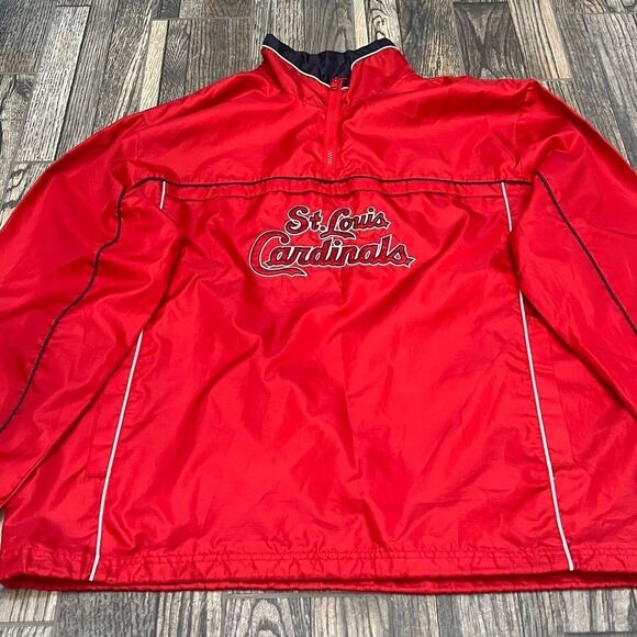 🔥⚾️ VIntage ST. LOUIS CARDINALS MLB  Lightweight 1/4 Zip Windbreaker Jacket -EU - Picture 4 of 13